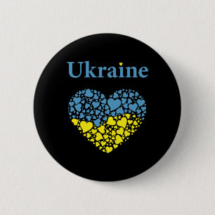 Badge Rond 5 Cm Fierté ukrainienne Drapeau du cœur ukrainien Gloir