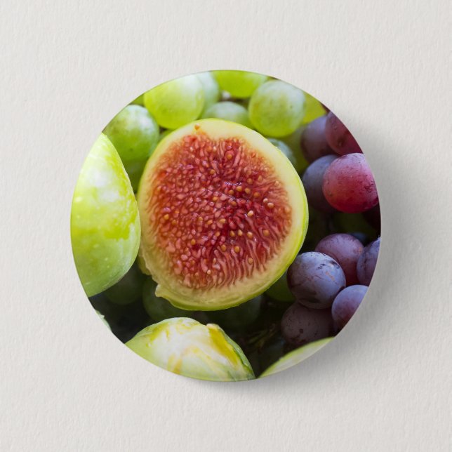 Badge Rond 5 Cm Figues fraîches et raisins (Devant)
