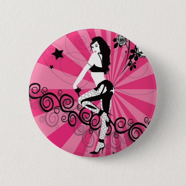 Badge Rond 5 Cm Filets et roses indien (Devant)