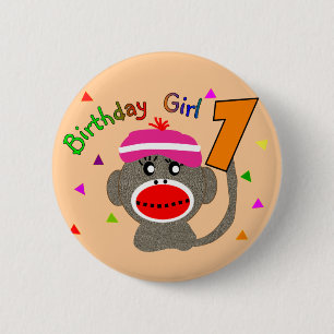 Badge Rond 5 Cm Fille "1" d'anniversaire ans