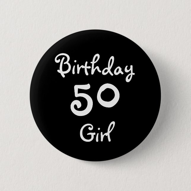 Badge Rond 5 Cm Fille 50 d'anniversaire (Devant)