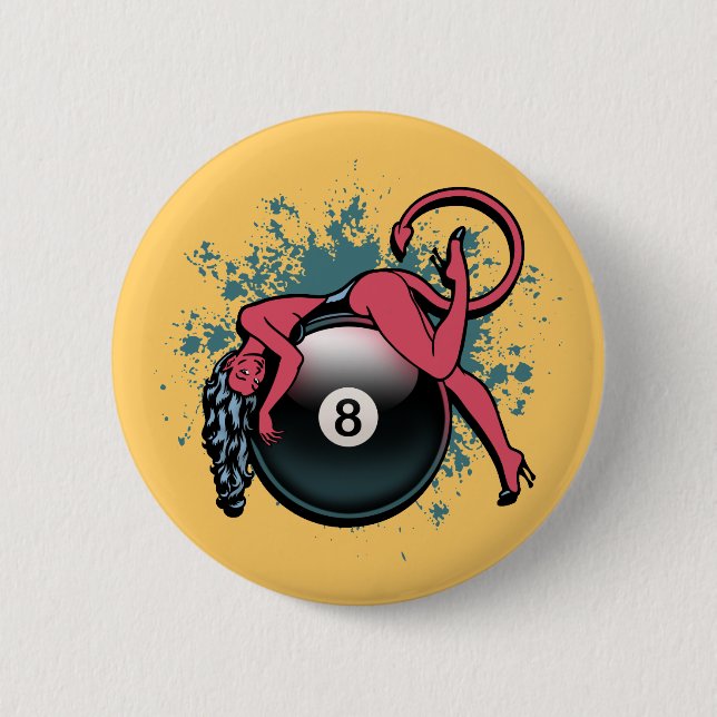 Badge Rond 5 Cm Fille 8-Ball de diable (Devant)