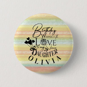 Badge Rond 5 Cm Fille Anniversaire Calligraphie Nom personnalisé