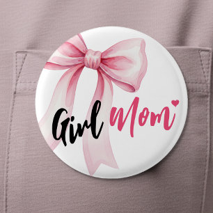 Badge Rond 5 Cm Fille au ruban rose Maman Cadeau Baby Shower