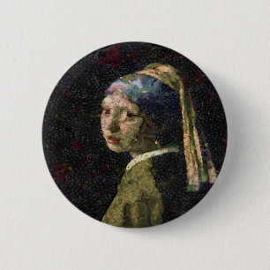 Badge Rond 5 Cm Fille Avec Une Fraise Élevant Beau Art Spoof