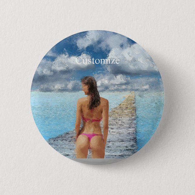 Badge Rond 5 Cm Fille Bikini Thunder_Cove (Devant)
