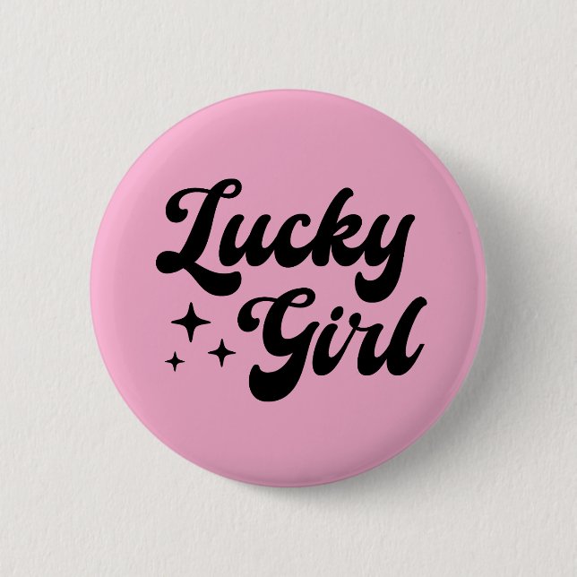 Badge Rond 5 Cm Fille chanceuse (Devant)