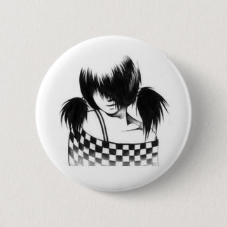 Badge Rond 5 Cm Fille Côté-Balayée de coups