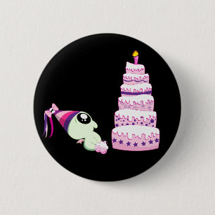 Badge Rond 5 Cm Fille Cthulhu d'anniversaire