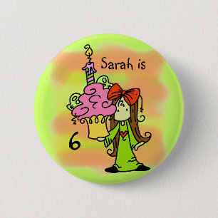 Badge Rond 5 Cm Fille customisée avec cupcake Bouton d'anniversair