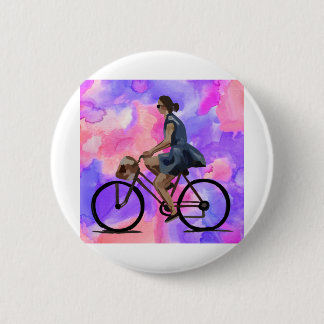 Badge Rond 5 Cm Fille cycliste