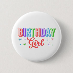 Badge Rond 5 Cm Fille d'anniversaire