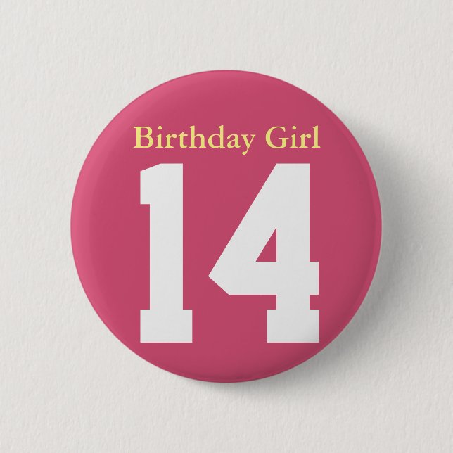 Badge Rond 5 Cm Fille d'anniversaire 14 (Devant)
