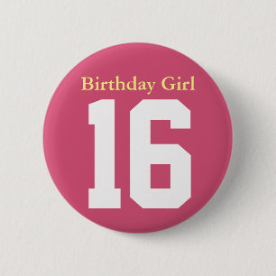 Badge Rond 5 Cm Fille d'anniversaire 16