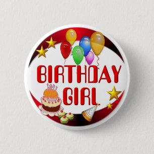 Badge Rond 5 Cm Fille d'anniversaire ~Button