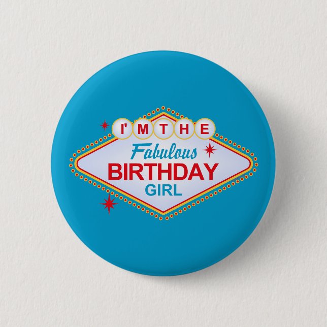 Badge Rond 5 Cm Fille d'anniversaire de Las Vegas (Devant)