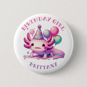 Badge Rond 5 Cm Fille d'anniversaire personnalisée   Anime Axolotl