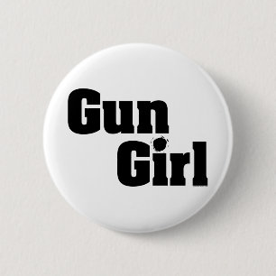 Badge Rond 5 Cm Fille d'arme à feu