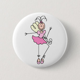 Badge Rond 5 Cm Fille de ballerine ange rose bouton