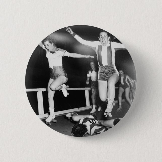 Badge Rond 5 Cm Fille de Derby de rouleau (Devant)