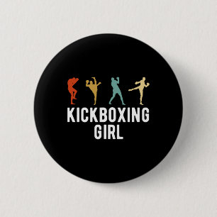 Badge Rond 5 Cm Fille de kickboxing Kickboxeuse