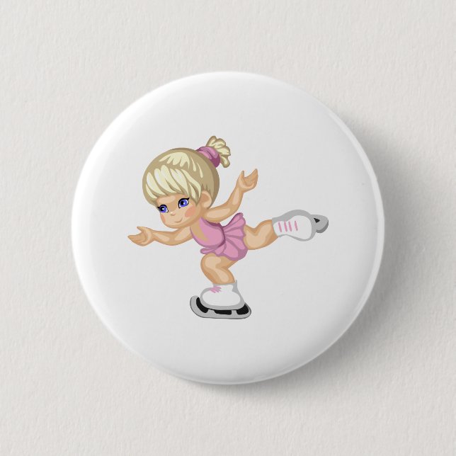 Badge Rond 5 Cm Fille de patinage sur glace (Devant)