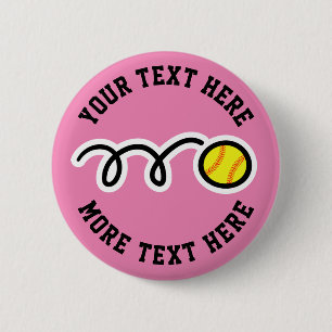 Badge Rond 5 Cm Fille de softball fête d'anniversaire faveur nom p