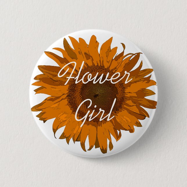 Badge Rond 5 Cm Fille de tournesol orange (Devant)