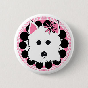 Badge Rond 5 Cm Fille de Westie