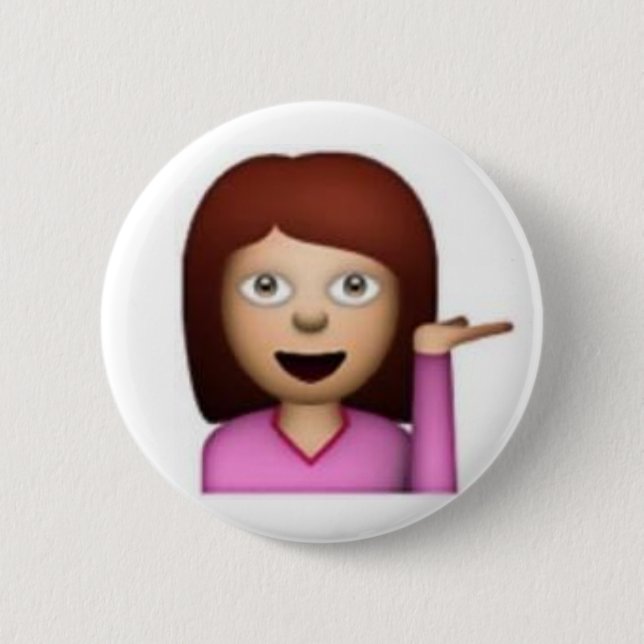 Badge Rond 5 Cm Fille d'Emoji (Devant)