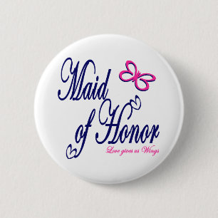 Badge Rond 5 Cm Fille d'honneur / Papillon