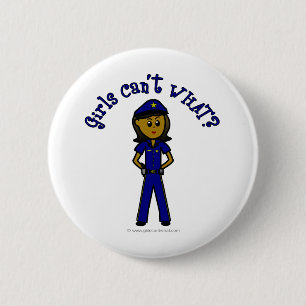 Badge Rond 5 Cm Fille du policier noir