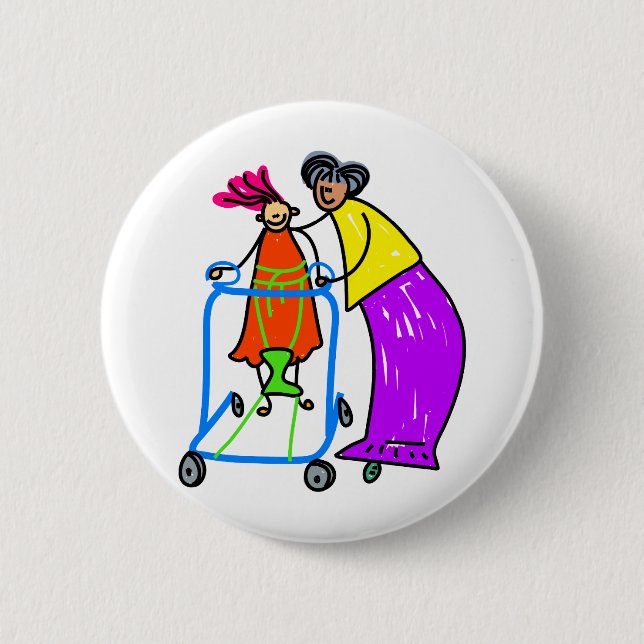 Badge Rond 5 Cm Fille handicapée (Devant)
