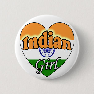 Badge Rond 5 Cm Fille indienne
