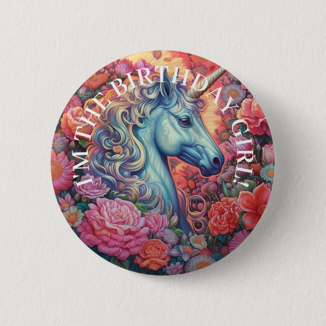BADGE ROND 5 CM FILLE LICORNE MAGIQUE (Devant)