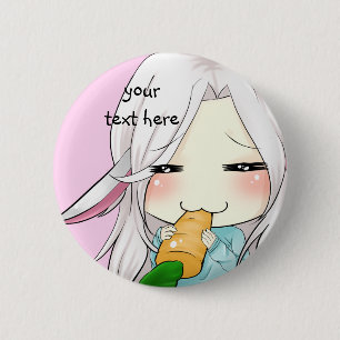 Badge Rond 5 Cm Fille mignonne de chibi avec le bouton d'oreilles