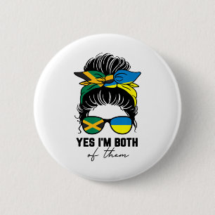Badge Rond 5 Cm Fille moitié jamaïcaine moitié ukrainienne Jamaïqu