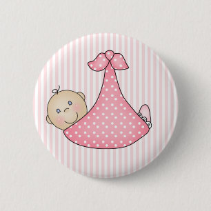 Badge Rond 5 Cm Fille rose dans la couverture