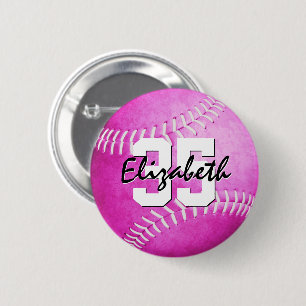 Badge Rond 5 Cm fille rose softball personnalisé