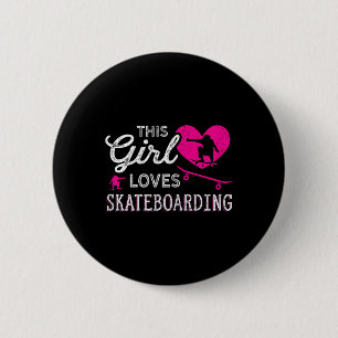 Badge Rond 5 Cm Fille skater planche à roulettes vintage - Femme d