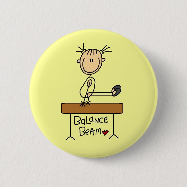 Badge Rond 5 Cm Fille sur la poutre d'équilibre (Devant)