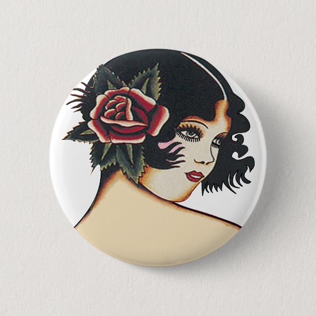 Badge Rond 5 Cm Fille vintage (Devant)