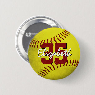 Badge Rond 5 Cm filles de softball jaune grungy personnalisées