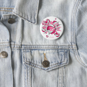 Badge Rond 5 Cm filles équipe rose cadeaux sportifs basket-ball st