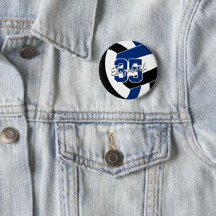 Badge Rond 5 Cm filles garçons bleu noir volleball équipe couleurs