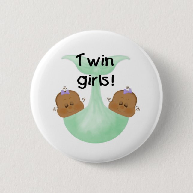 Badge Rond 5 Cm Filles jumelles d'Afro-américain (Devant)