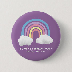 Badge Rond 5 Cm Filles mauves mauves Arc-en-ciel Fête des enfants