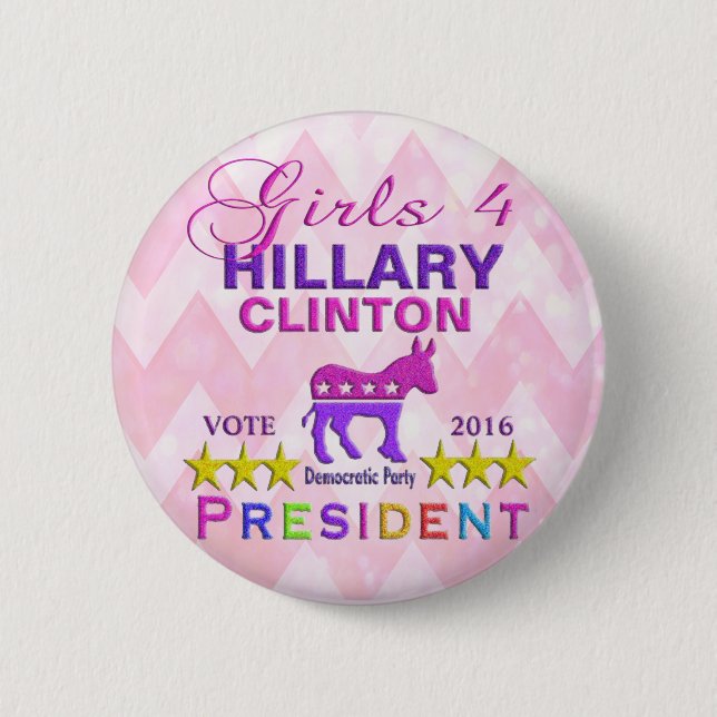 Badge Rond 5 Cm Filles pour le président de Hillary Clinton (Devant)