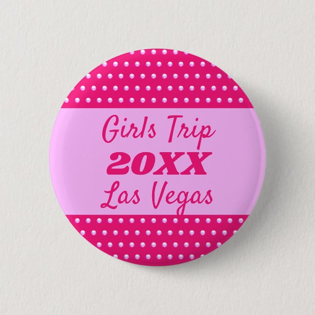 Badge Rond 5 Cm Filles Week-end Joli Pink Polka Point Meilleur Voy (Devant)