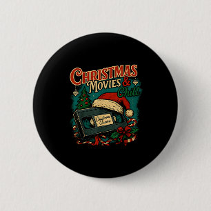 Badge Rond 5 Cm Films de Noël Chill Rétro Vhs Fêtes Nostalgie
